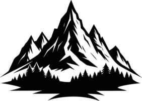 Berg Silhouette schwarz und Weiß Design vektor