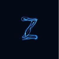 blixtrealistisk bokstav z, ljusa handskarlogotyp, symbol för elektrisk energiglöd, blå tesla-plasmatypskylt. thunderbolt vektor illustration, typografi design