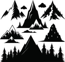 Berg Silhouette schwarz und Weiß Design vektor