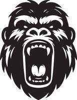 arg gorilla ylande ansikte logotyp silhuett , svart Färg silhuett vektor