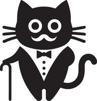 minimal komisch Charakter, Herr. Katze, Silhouette, schwarz Farbe Silhouette, Weiß Hintergrund 12 vektor