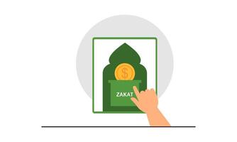 Zahlen zakat oder online zakat Anwendung zum islamisch Ramadan Konzept vektor