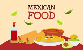 mexikansk mat signatur maträtter illustration vektor