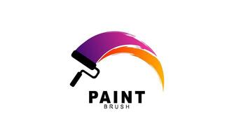 Bürste und Farbe mit voll Farbe mit minimalistisch Design Stil Logo vektor