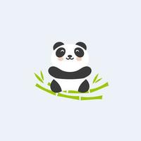 baby panda i bambu bo, rolig och söt asiatisk björn, vektor logotyp mall.