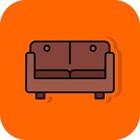 Sofa Bett gefüllt Orange Hintergrund Symbol vektor