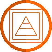 pyramid linje orange cirkel ikon vektor