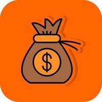 pengar väska fylld orange bakgrund ikon vektor