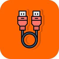 USB Kabel gefüllt Orange Hintergrund Symbol vektor