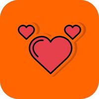 hjärta fylld orange bakgrund ikon vektor