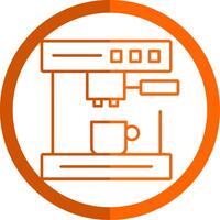kaffe maskin linje orange cirkel ikon vektor