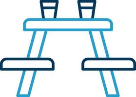 Picknick Tabelle Linie Blau zwei Farbe Symbol vektor