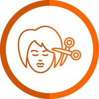 kvinna hår linje orange cirkel ikon vektor