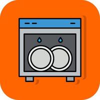 Gericht Waschen gefüllt Orange Hintergrund Symbol vektor