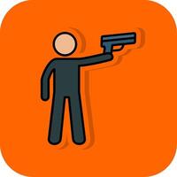 Polizist halten Gewehr gefüllt Orange Hintergrund Symbol vektor