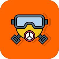 gas mask fylld orange bakgrund ikon vektor