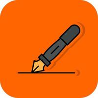 fontän penna fylld orange bakgrund ikon vektor