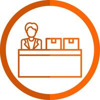 Check-In Linie Orange Kreis Symbol vektor