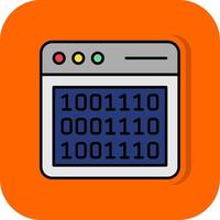 binär koda fylld orange bakgrund ikon vektor