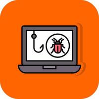 Phishing gefüllt Orange Hintergrund Symbol vektor