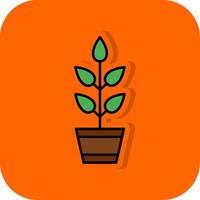 växt fylld orange bakgrund ikon vektor
