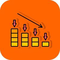 Absturz gefüllt Orange Hintergrund Symbol vektor
