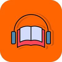 audio bok fylld orange bakgrund ikon vektor