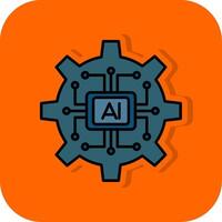 artificiell intelligens fylld orange bakgrund ikon vektor