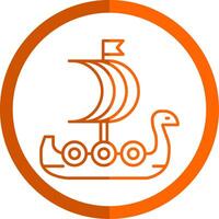 viking fartyg linje orange cirkel ikon vektor