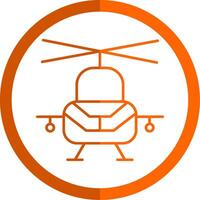 militär helikopter linje orange cirkel ikon vektor