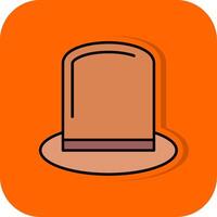 topp hatt fylld orange bakgrund ikon vektor