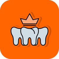 dental krona fylld orange bakgrund ikon vektor