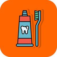 Zahnpasta gefüllt Orange Hintergrund Symbol vektor