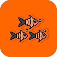 Fisch gefüllt Orange Hintergrund Symbol vektor