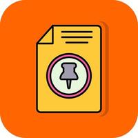 Papier Clip gefüllt Orange Hintergrund Symbol vektor