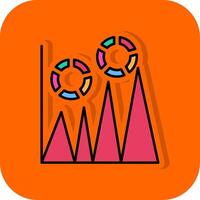 Graph gefüllt Orange Hintergrund Symbol vektor
