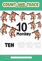 Nummernspur und Farbe Affe Nummer 10 vektor