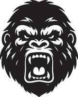 arg gorilla ylande ansikte logotyp silhuett , svart Färg silhuett 20 vektor
