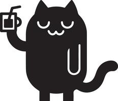 minimal rolig karaktär, herr. katt, silhuett, svart Färg silhuett, vit bakgrund 25 vektor