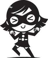 minimal Comic Mädchen komisch eben Charakter Silhouette, schwarz Farbe Silhouette 6 vektor