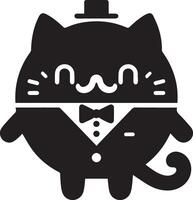 minimal komisch Charakter, Herr. Katze, Silhouette, schwarz Farbe Silhouette, Weiß Hintergrund vektor