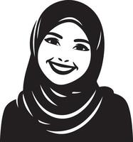 ein lächelnd Hijab Frau eben Silhouette, schwarz Farbe Silhouette 18 vektor