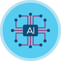 artificiell intelligens platt mång cirkel ikon vektor