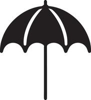 minimal utomhus- parasoll ikon silhuett, vit bakgrund vektor