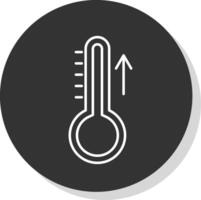 stigande temperatur linje grå cirkel ikon vektor