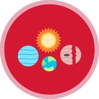 sol- systemet platt mång cirkel ikon vektor