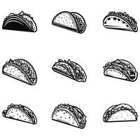 Mexikaner Geschmack Fiesta beschwingt Taco Designs zum jeder Gelegenheit vektor