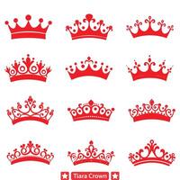 kunglig tiara krona design packa lyxig silhuetter för glamorös projekt vektor