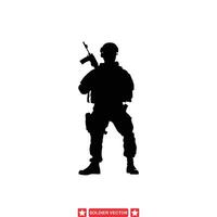 styrka i service dynamisk soldat grafik för patriotisk konst och militär hyllning projekt vektor