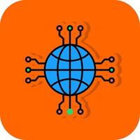 Netzwerk gefüllt Orange Hintergrund Symbol vektor